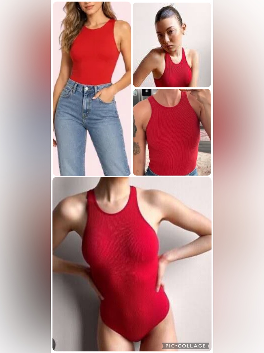 SUNDAY BEST Red Ribbed Halter Tank Bodysuit - Picture 6 of 6